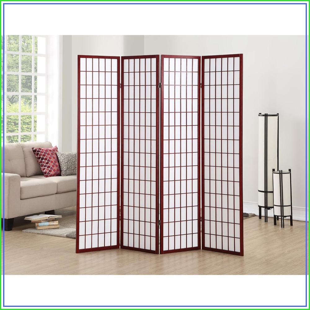 Shoji Screen Divider - Oriental Shoji 4-paneels kamerverdeler, kersenafwerking