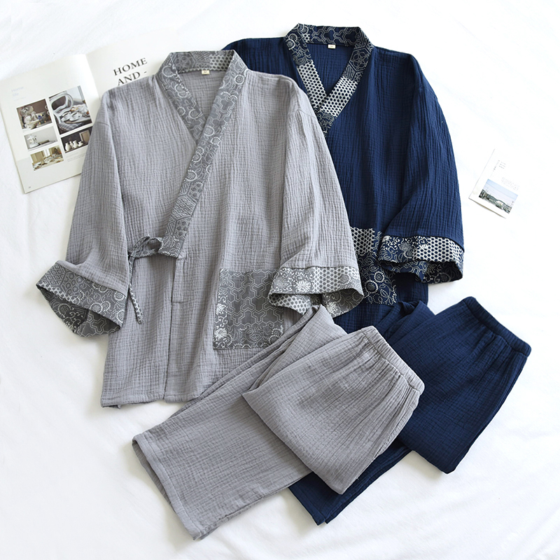Kimono Yukata Cotton - Japanse kimono-set katoenen garen pyjama tweedelige