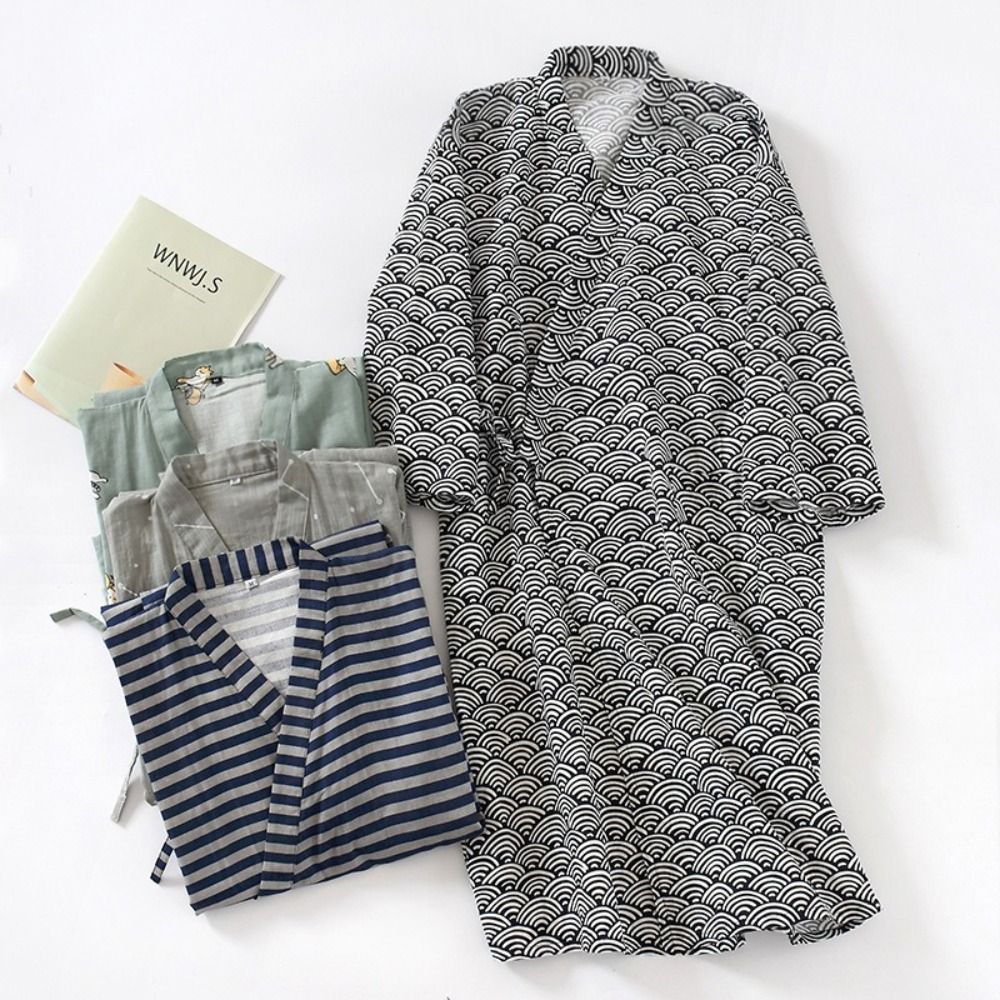 Kimono Yukata Cotton - Nachthemd V-hals Heren Kimono Badjas Losse