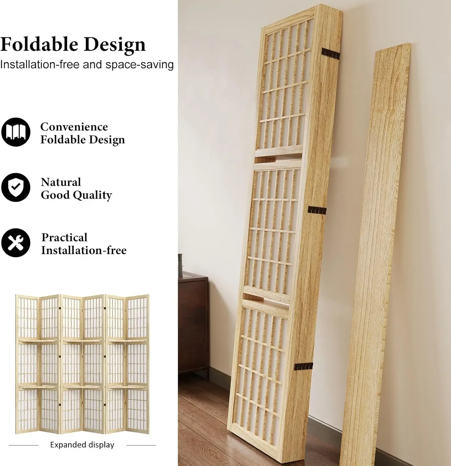 5,6FT Zesdelige opvouwbare dra - Shoji Screen Divider recensie en prijs