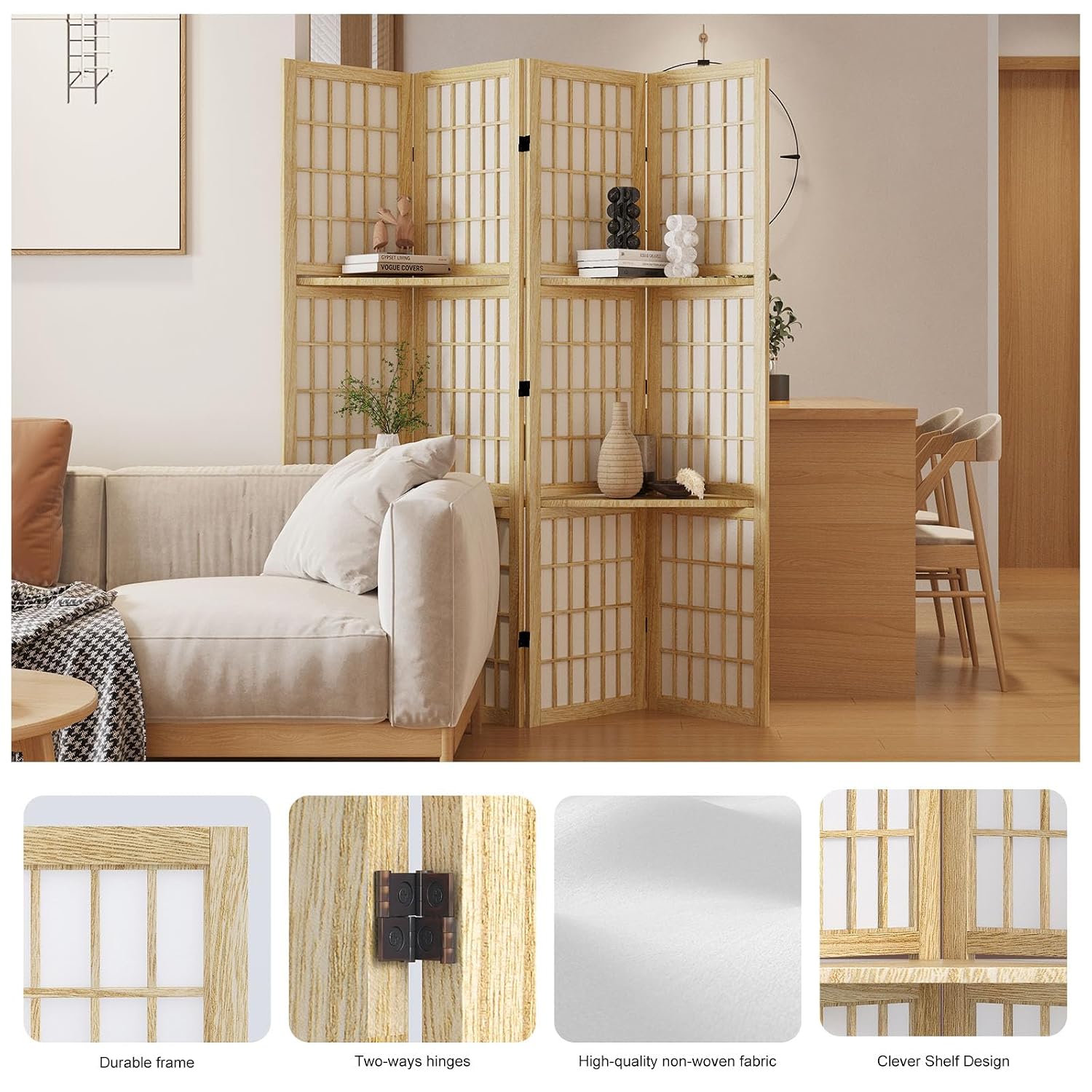 66,9 inch hoge houten shoji-sc - Shoji Screen Divider recensie en prijs