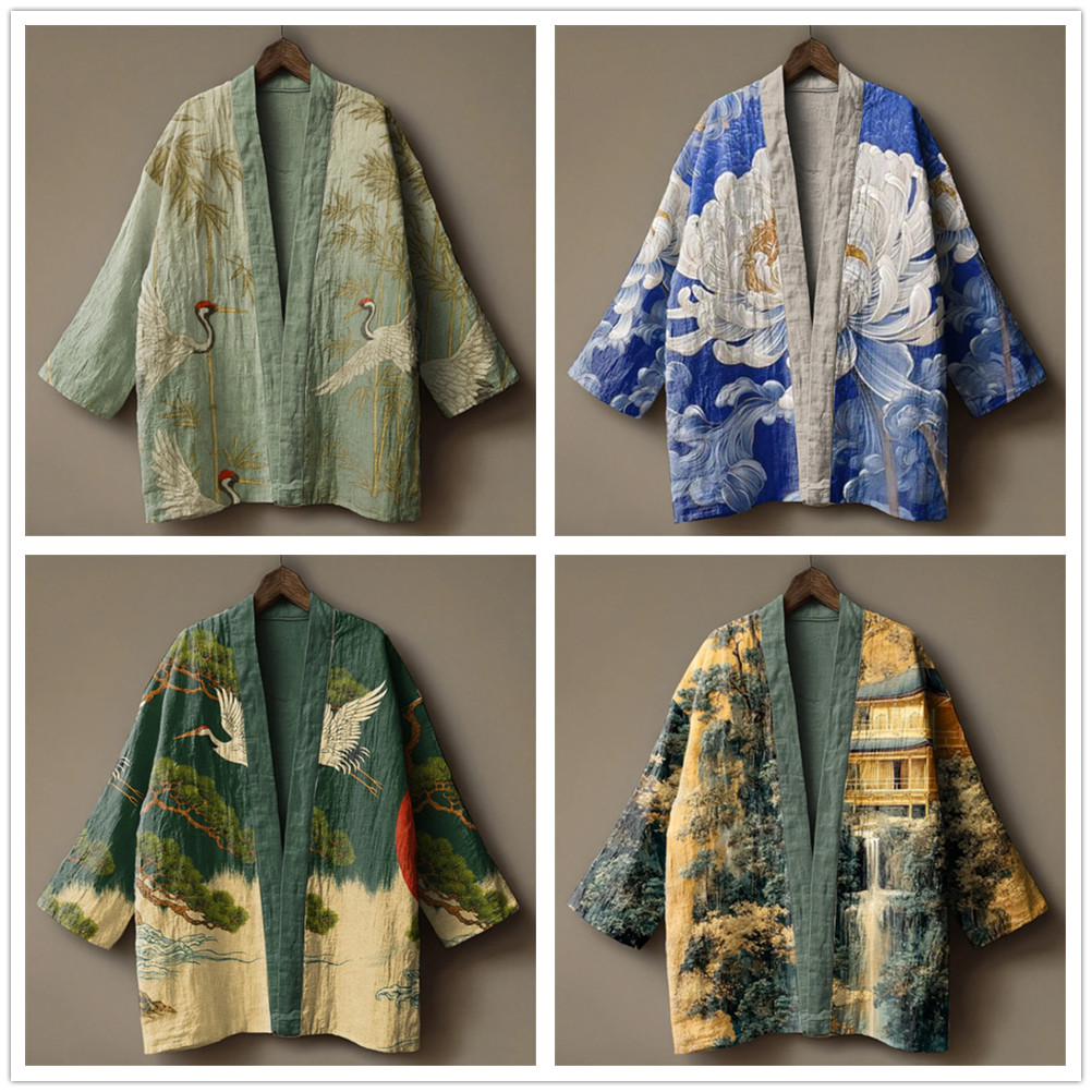 Japanse kraanvogelprint kimono - Kimono Yukata Cotton recensie en prijs