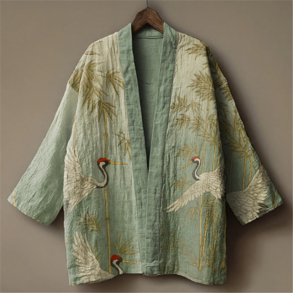 Japanse kraanvogelprint kimono - Kimono Yukata Cotton recensie en prijs